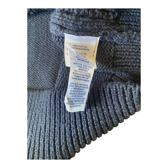 CHAPS RALPH LAUREN Men’s Size Large Sweater Shirt Cable Navy Blue Mock Neck - Picture 7 of 11